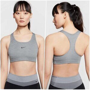 Nike Swoosh Padded Medium Support Racerback Gym Sports Bra Gray M